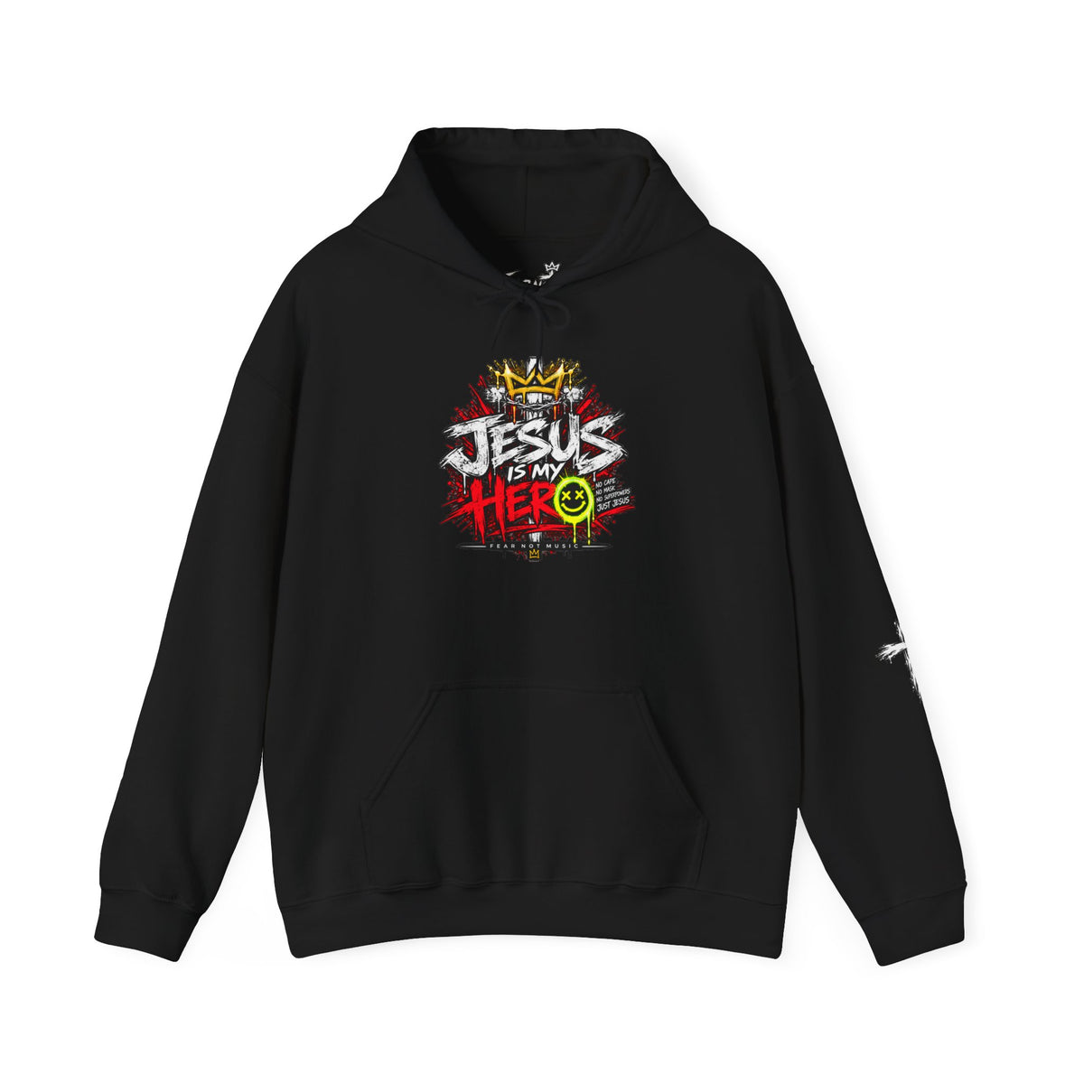 Jesus Is My Hero Hoodie | Christian Faith Crown Graffiti Design