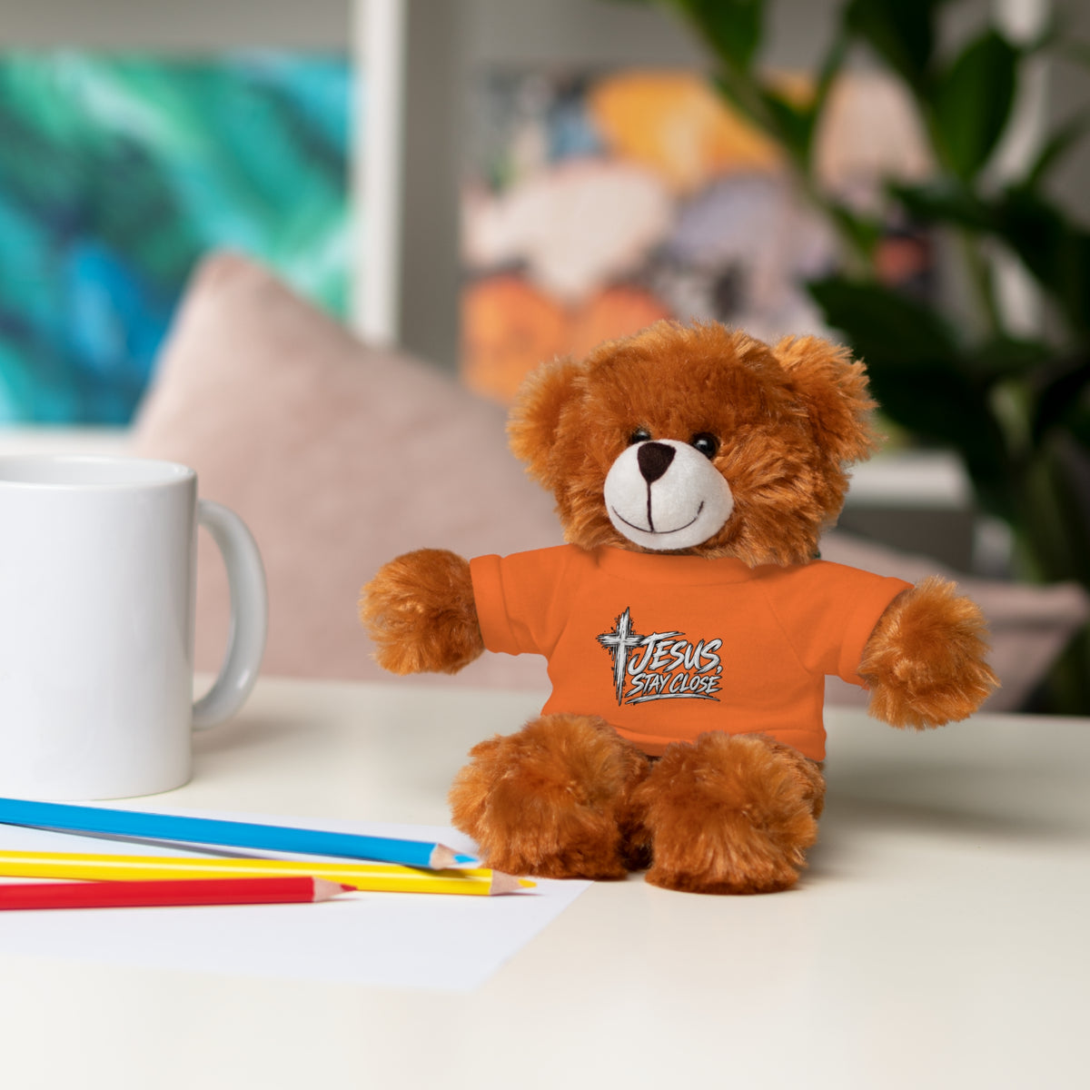 Christian Teddy Bear with "Jesus is Savior" Tee — Plush Gift for Kids & Church Events