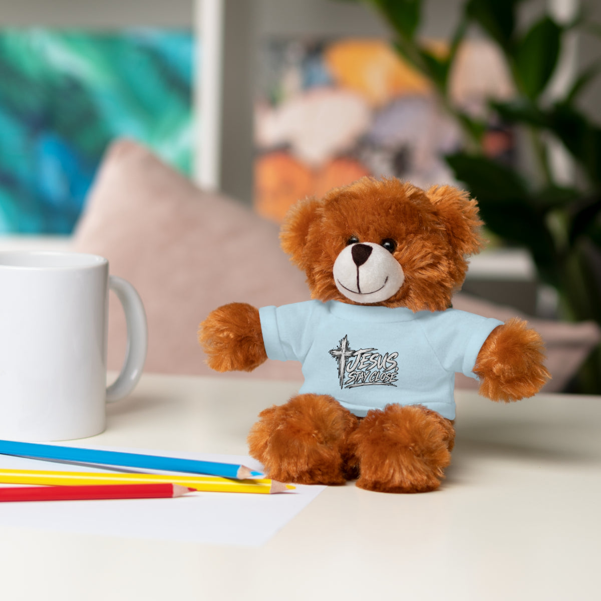 Christian Teddy Bear with "Jesus is Savior" Tee — Plush Gift for Kids & Church Events
