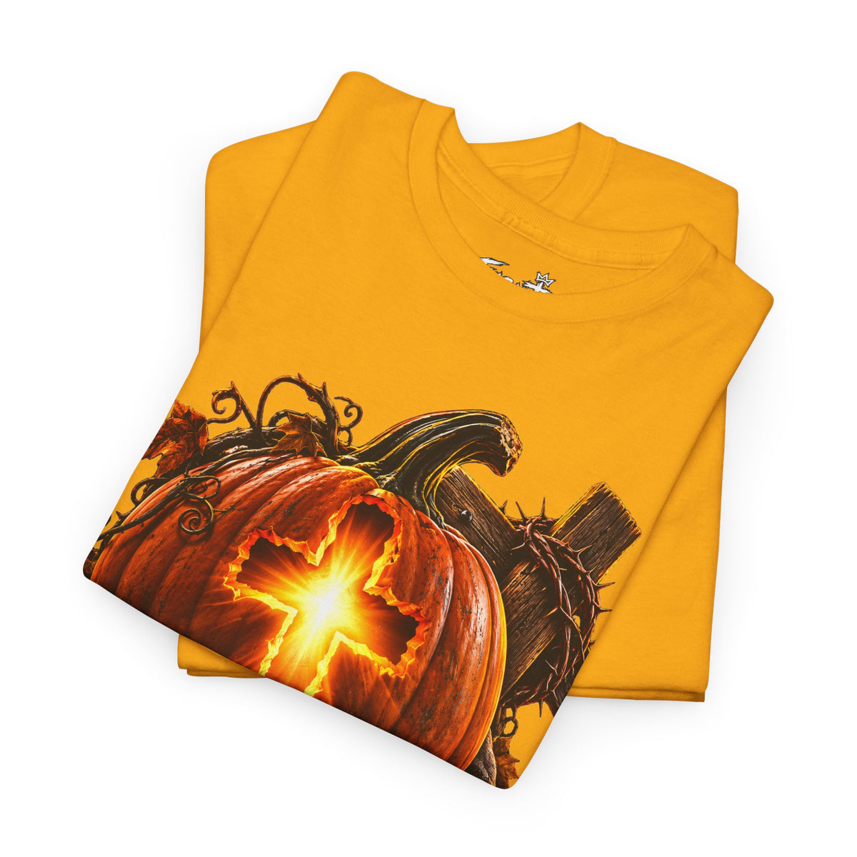 Christian Pumpkin T‑Shirt — Glowing Cross Halloween Tee