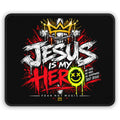Gaming Mouse Pad — "Jesus Is My Hero" Christian Gamer Desk Mat