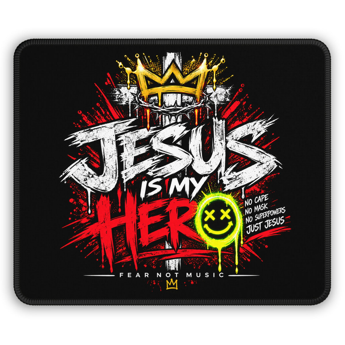 Gaming Mouse Pad — "Jesus Is My Hero" Christian Gamer Desk Mat