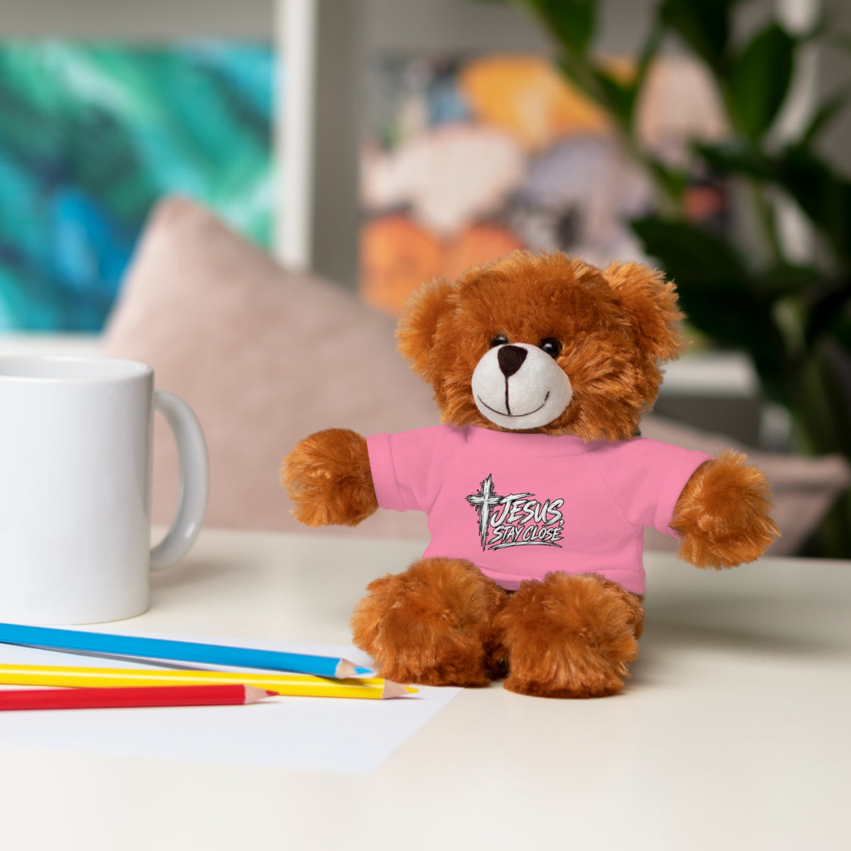 Christian Teddy Bear with "Jesus is Savior" Tee — Plush Gift for Kids & Church Events