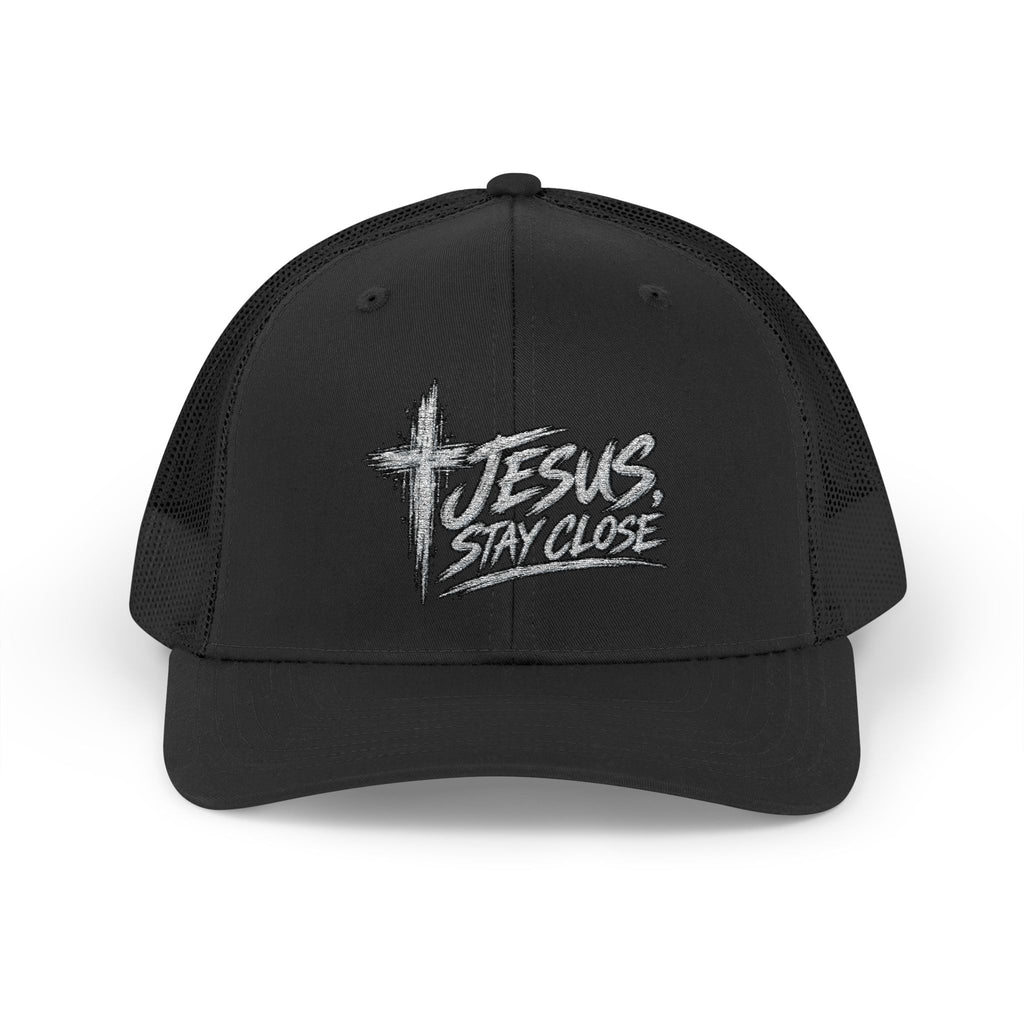 Christian Trucker Hat • "Jesus Stay Close" Embroidered Snapback Cap