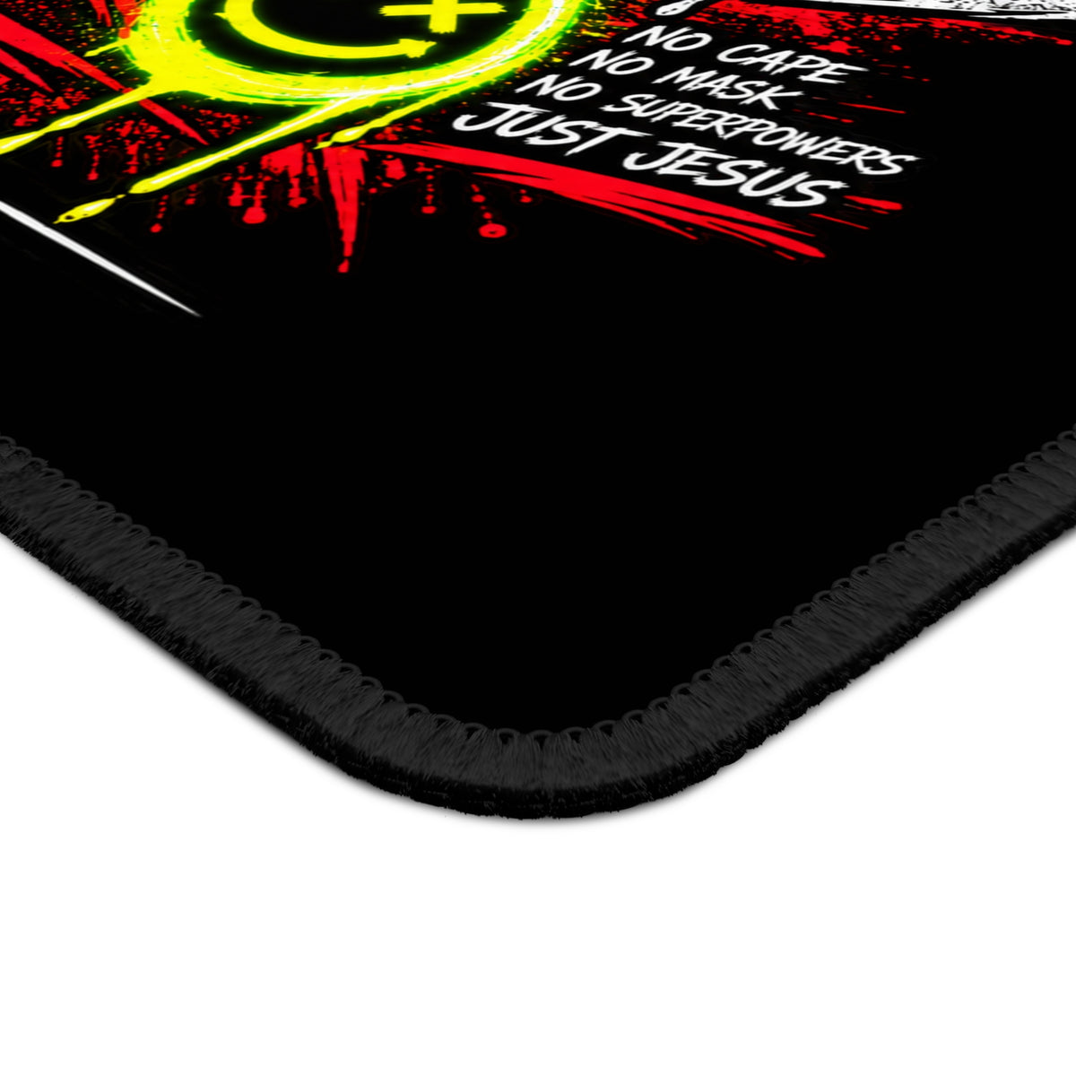 Gaming Mouse Pad — "Jesus Is My Hero" Christian Gamer Desk Mat