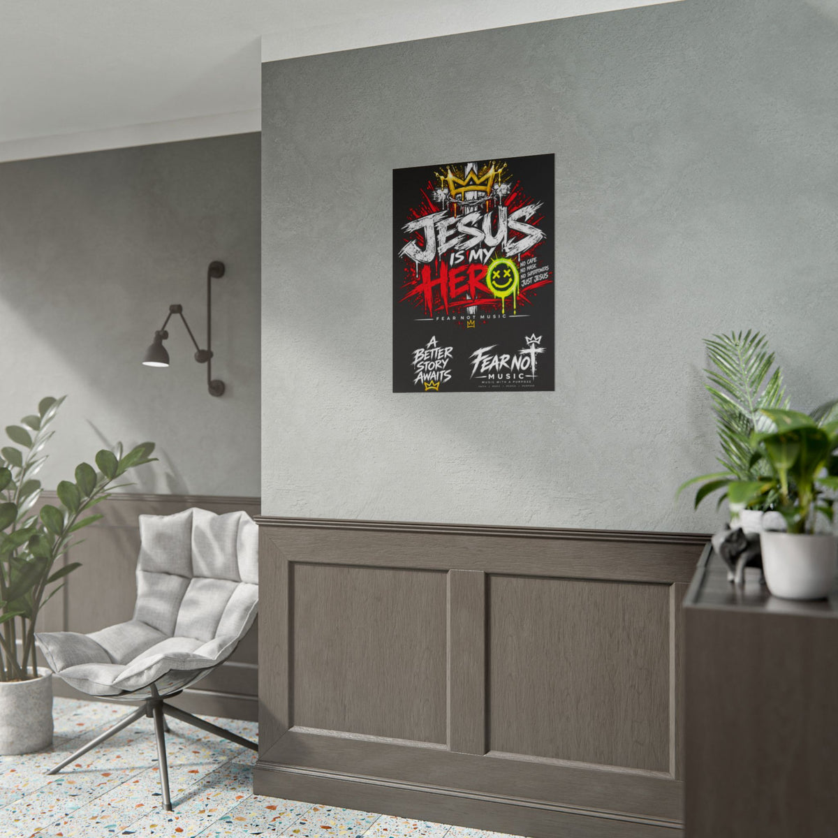 Jesus Is My Hero Rolled Poster | Christian Faith Typography Art