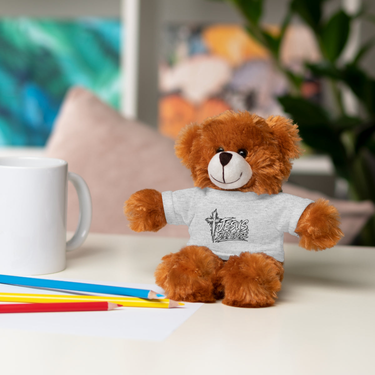 Christian Teddy Bear with "Jesus is Savior" Tee — Plush Gift for Kids & Church Events