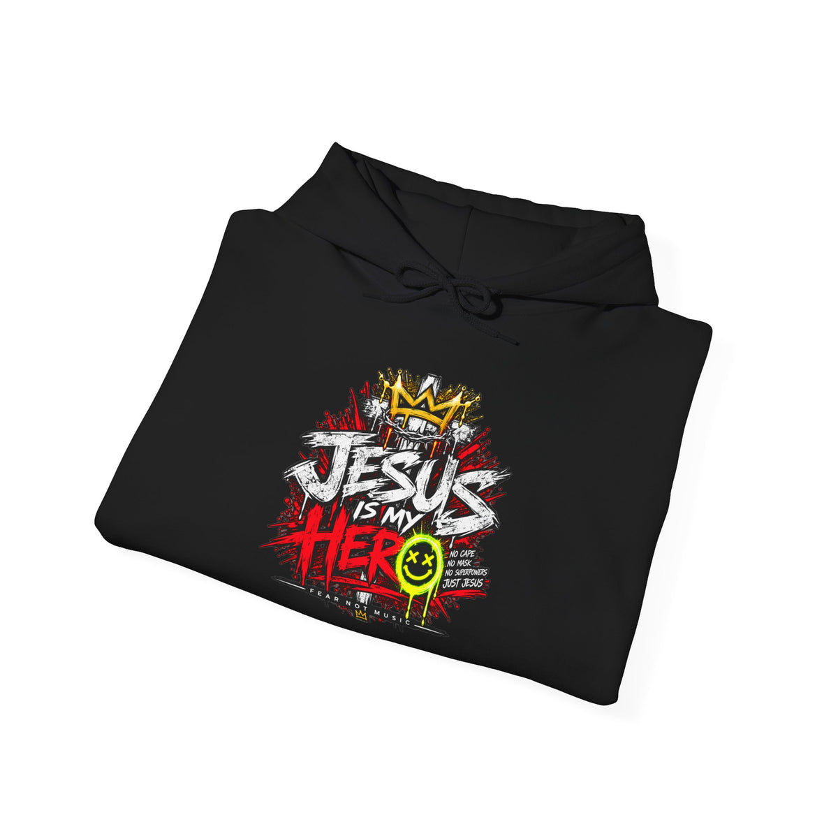 Jesus Is My Hero Hoodie | Christian Faith Crown Graffiti Design