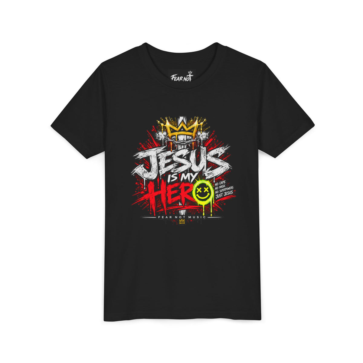 Jesus Is My Hero youth tee | Christian graphic shirt, street art design