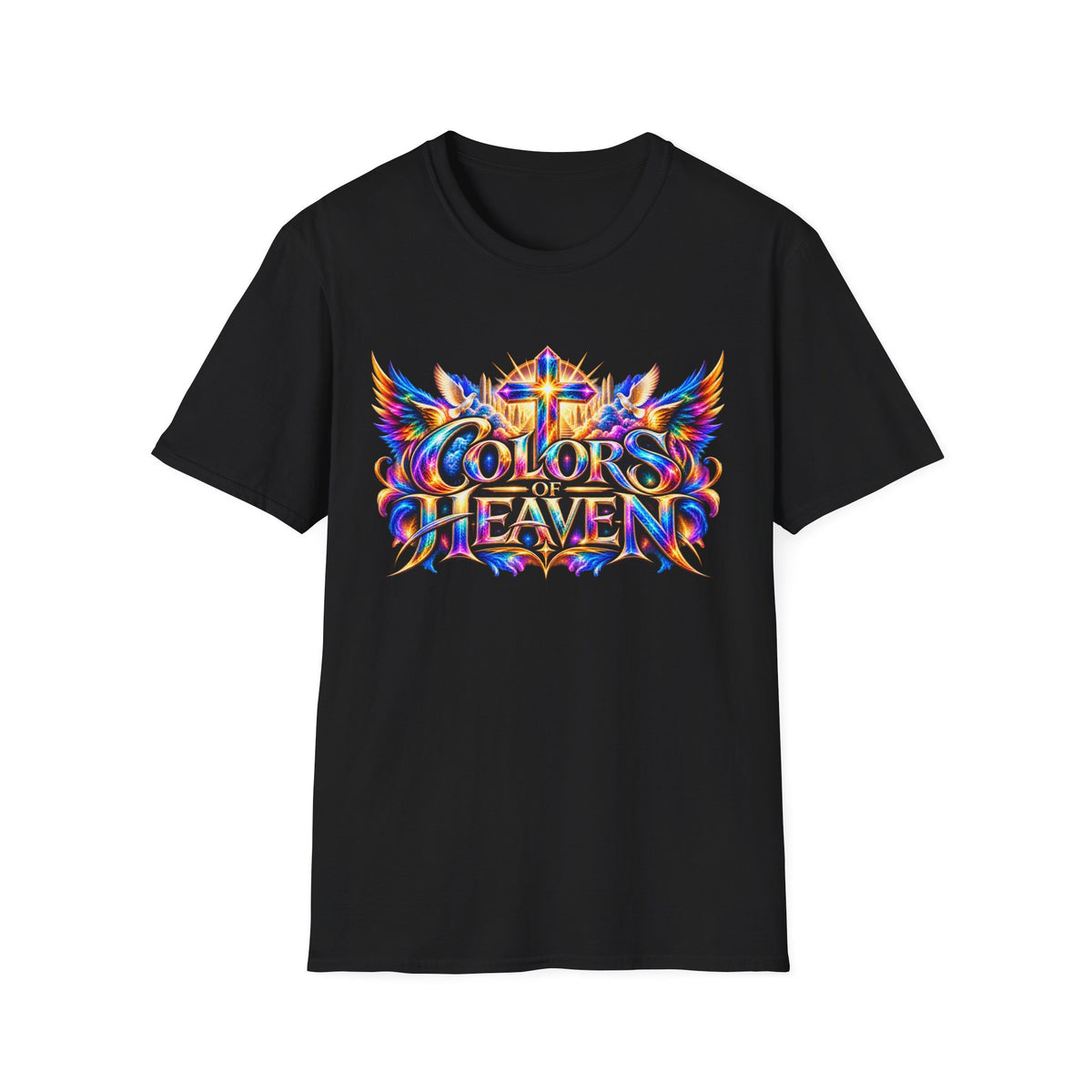 Colors of Heaven T-Shirt | Rainbow Angel Wings Graphic