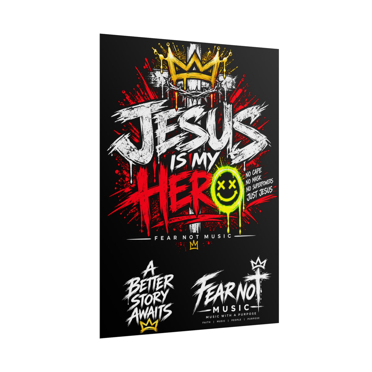 Jesus Is My Hero Rolled Poster | Christian Faith Typography Art